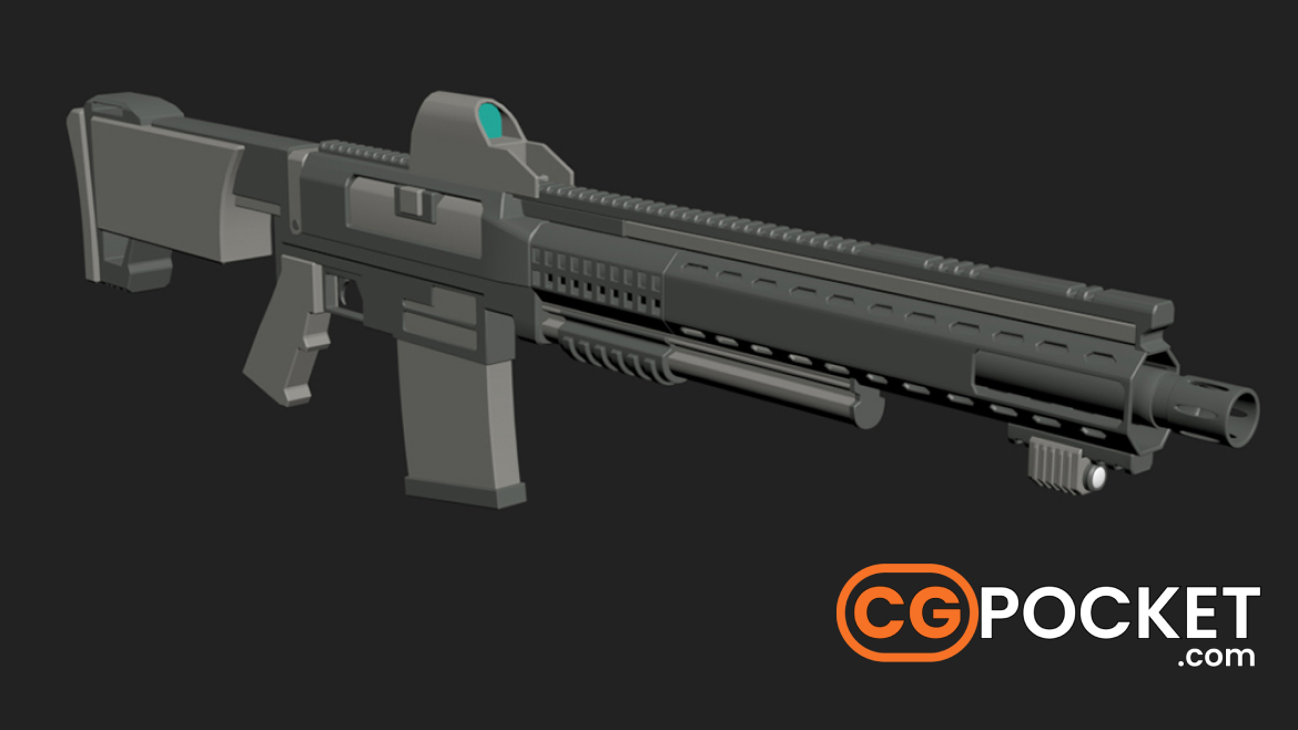 Modern Assault Rifle 3D Model created in 3ds Max