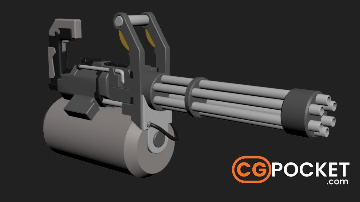 Low Poly Machine Gun 3D Model created in 3ds Max