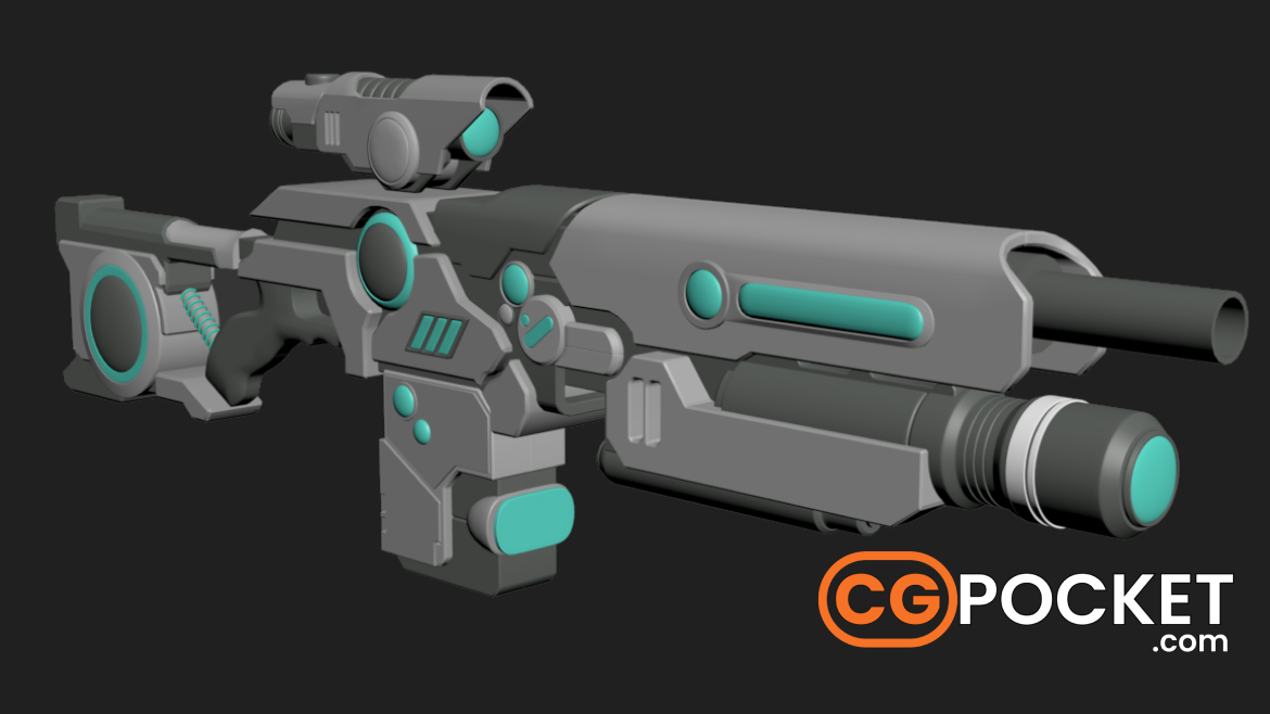 Sci-Fi Plasma Rifle 3D Model created in 3ds Max