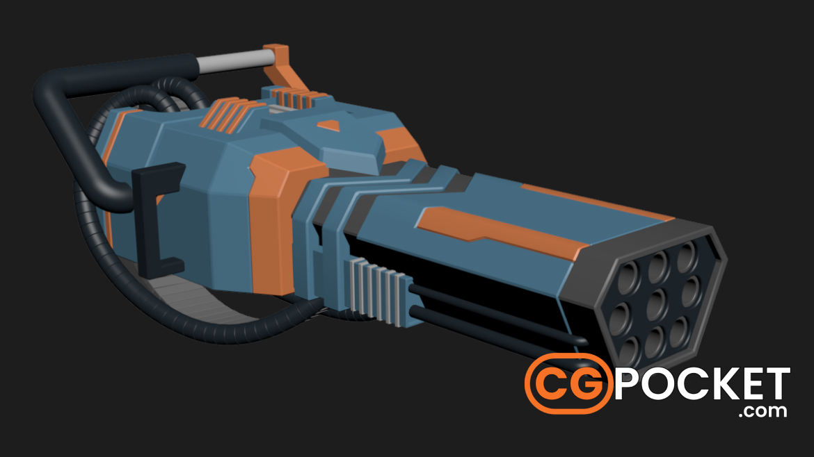 Sci-Fi Minigun 3D Model Free Download