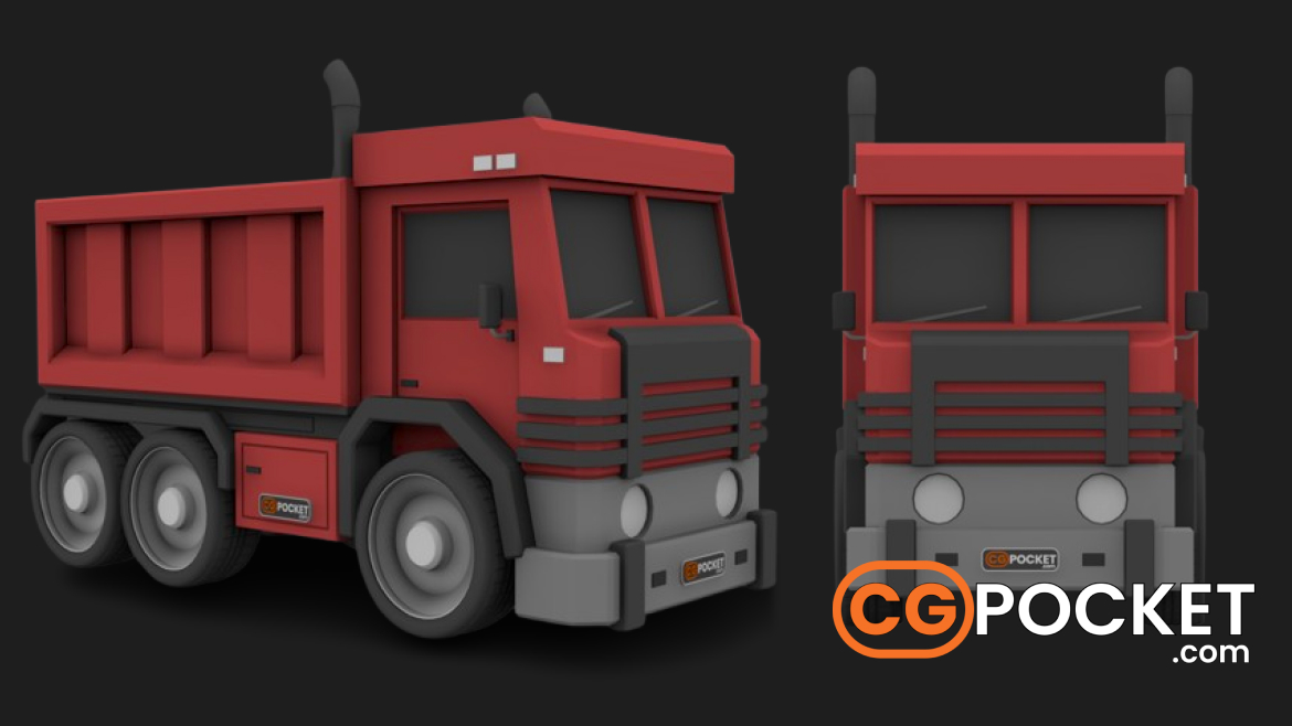Low Poly Dump Truck 3D Model Free Download